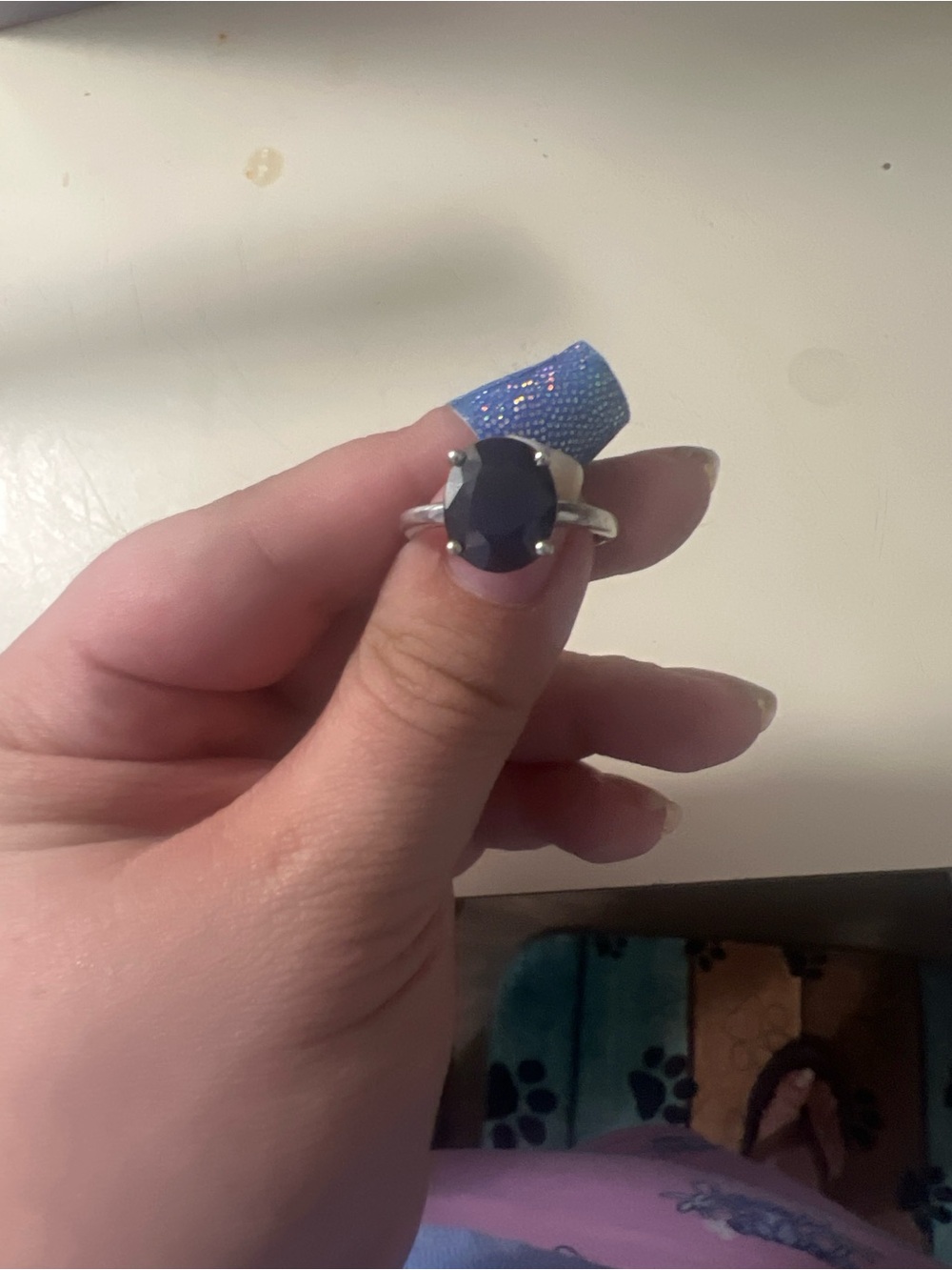 JTV Silver Ring with Deep Blue Oval Stone
